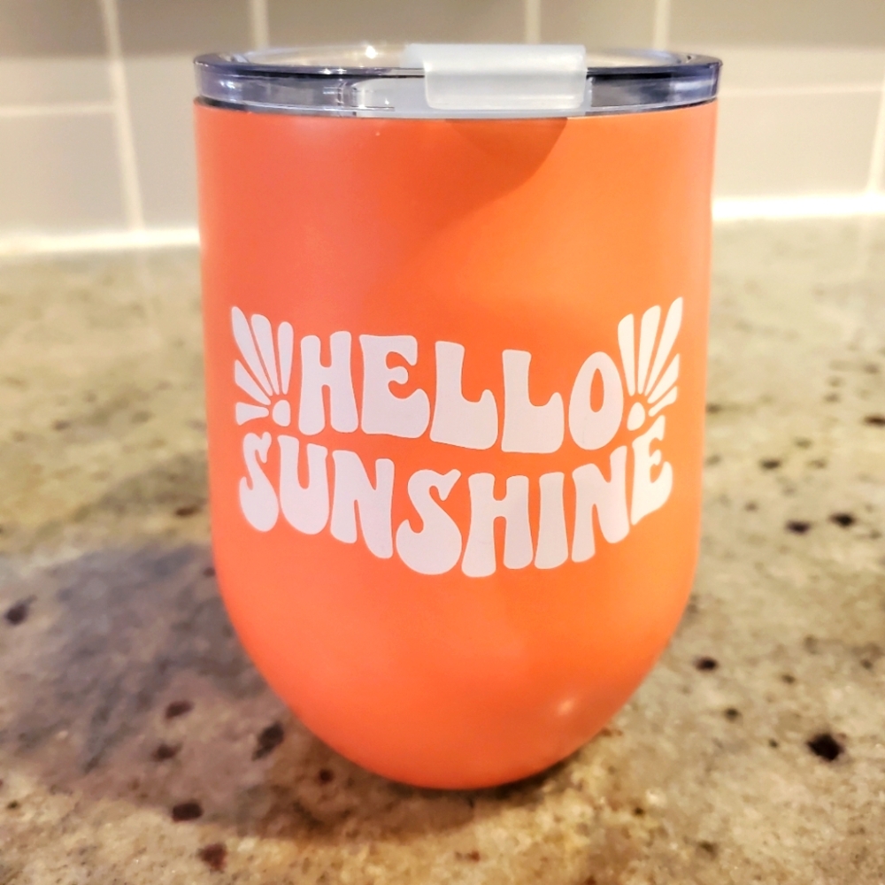 Modern‎ Expressions Orange Stainless Steel Wine Tumbler w/Flip Up Lid 11.8 fl oz